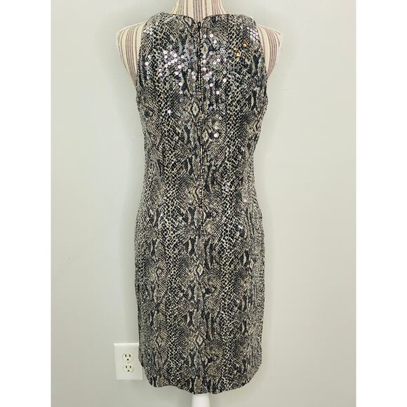 Vintage 90s Chetta B Sequin Dress Women Size 12 Snake Print Sleeveless Cocktail - Picture 4 of 10